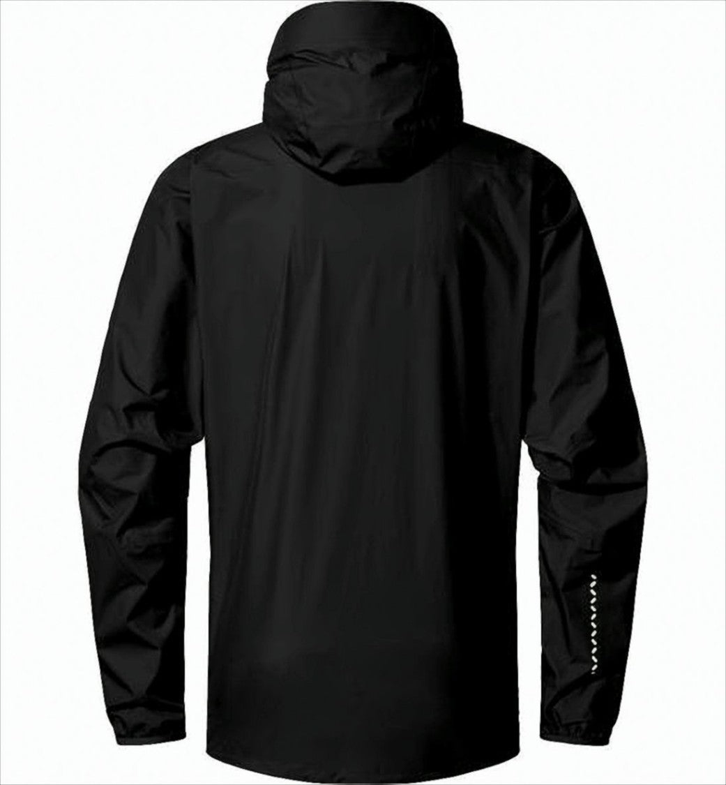 Haglöfs Solid Black Hooded Jacket With Zippered Pockets