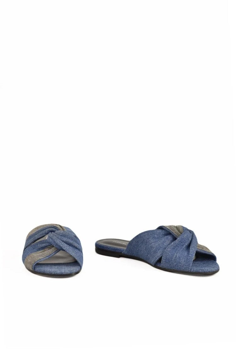 Fabiana Filippi Denim Mule Sandal - Blue