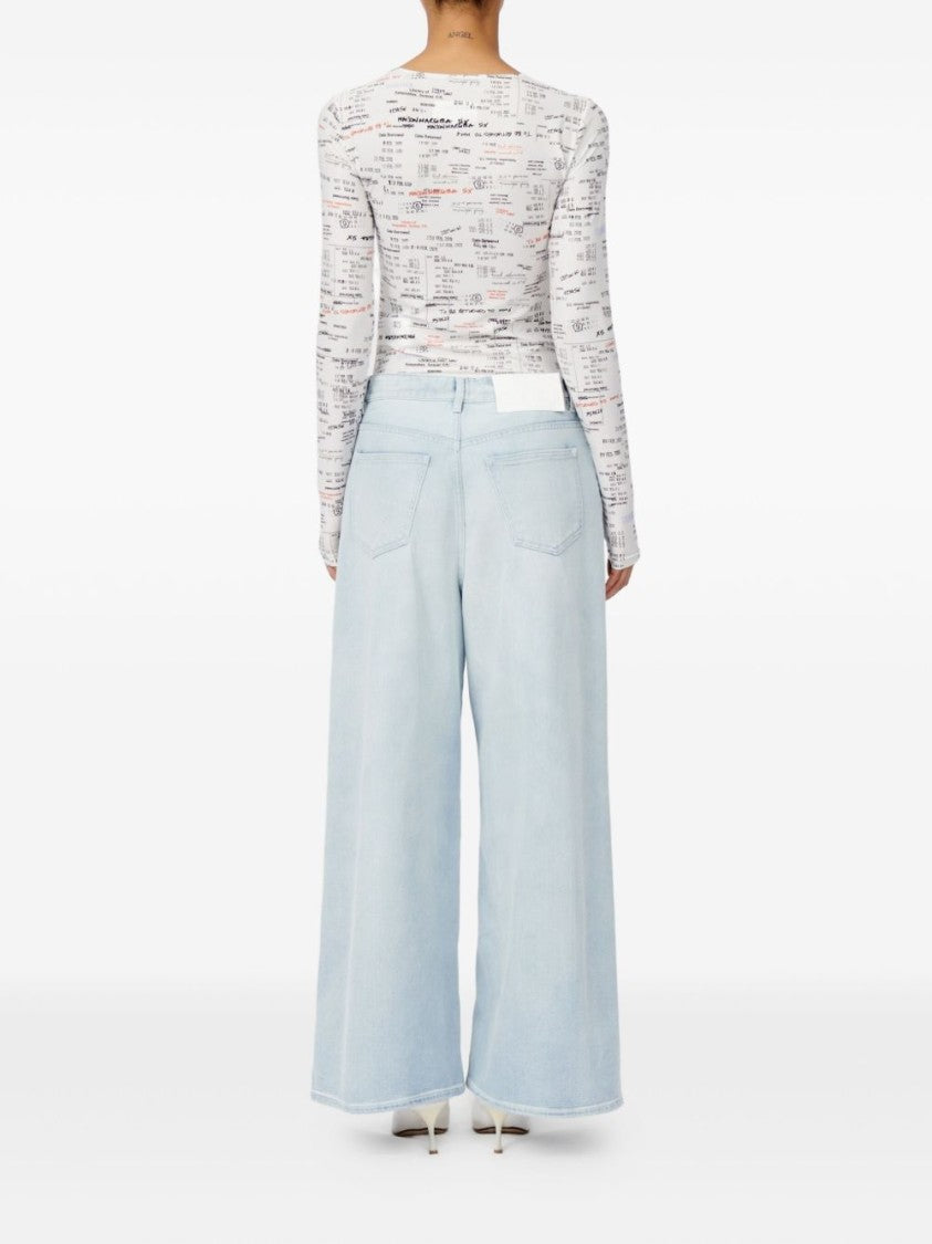 Mm6 By Maison Margiela Light Blue Whiskering Drawstring Jeans