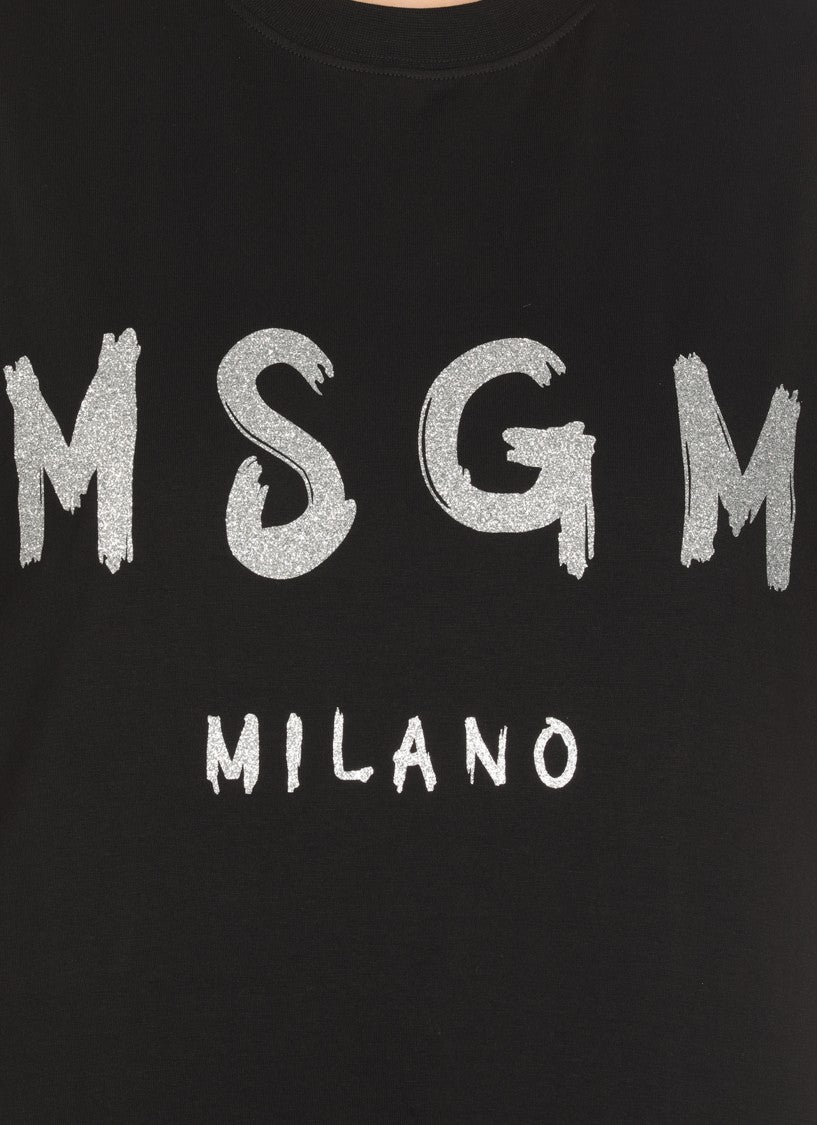 Msgm Black Cotton T-Shirt