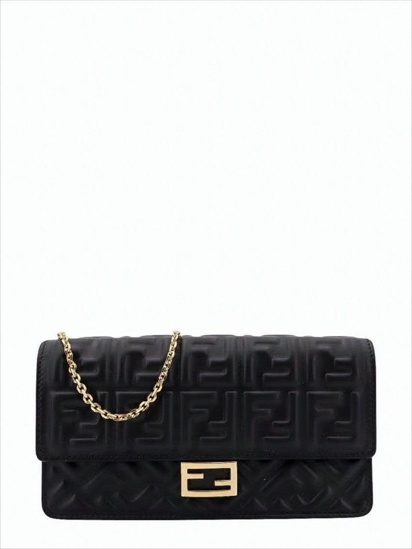 Fendi Rectangular Black Nappa Leather Crossbody Bag