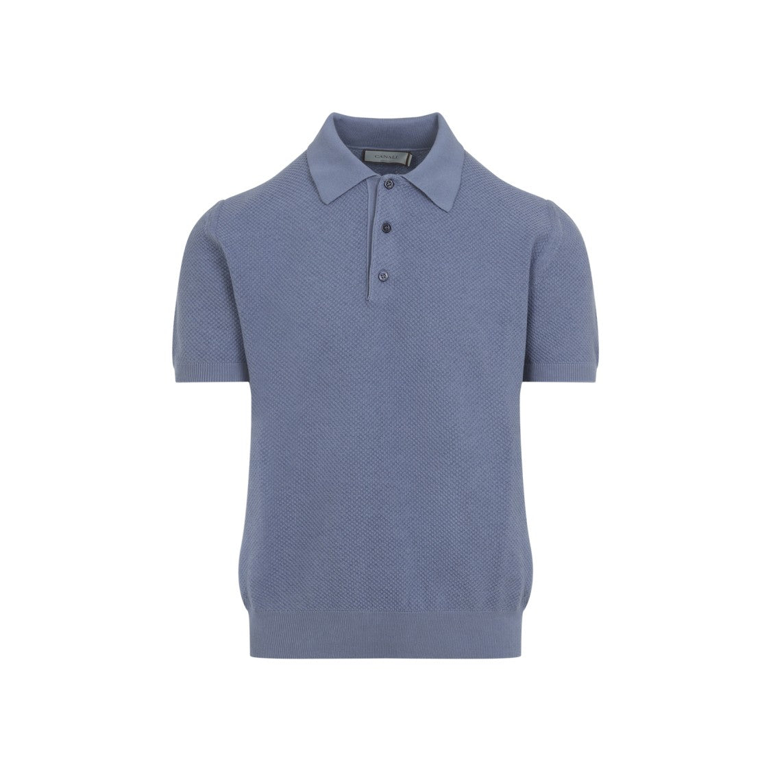 Canali Textured Knit Polo Shirt With Classic Collar