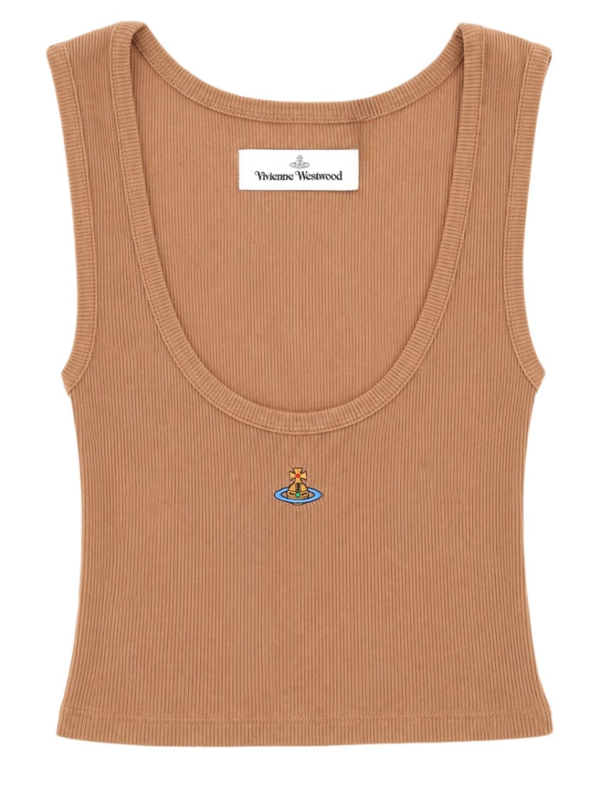 Vivienne Westwood Ribbed Cropped Tank Top With Embroidered Logo