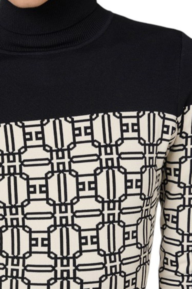 Elisabetta Franchi Form-Fitting White Dress With Geometric Pattern