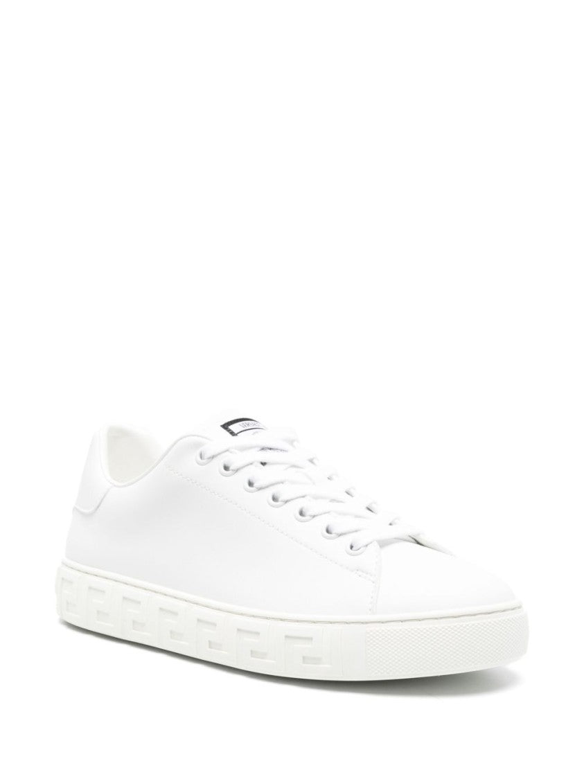 Versace Greca-Embossed Leather Sneakers