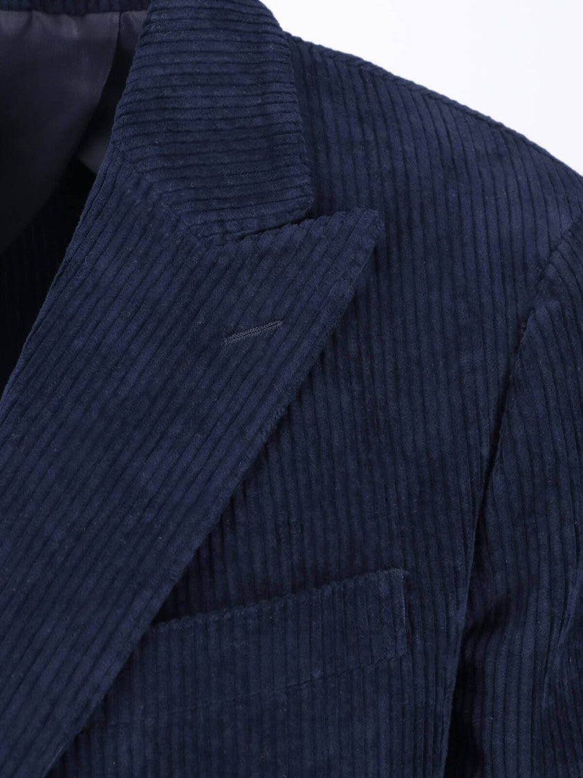 Lardini Dark Blue Corduroy Cotton Velvet Blazer