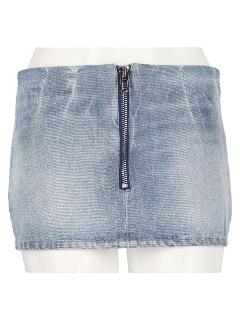 Alexander Wang Denim-Inspired Mini Skirt With Front Zipper And Logo Detail