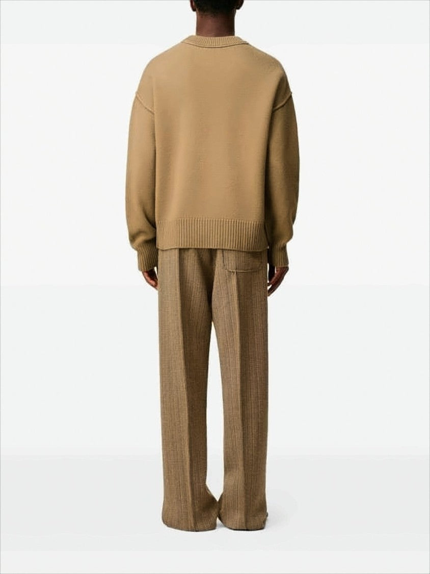 Ami Relaxed Fit Wool Sweater With Heart Emblem