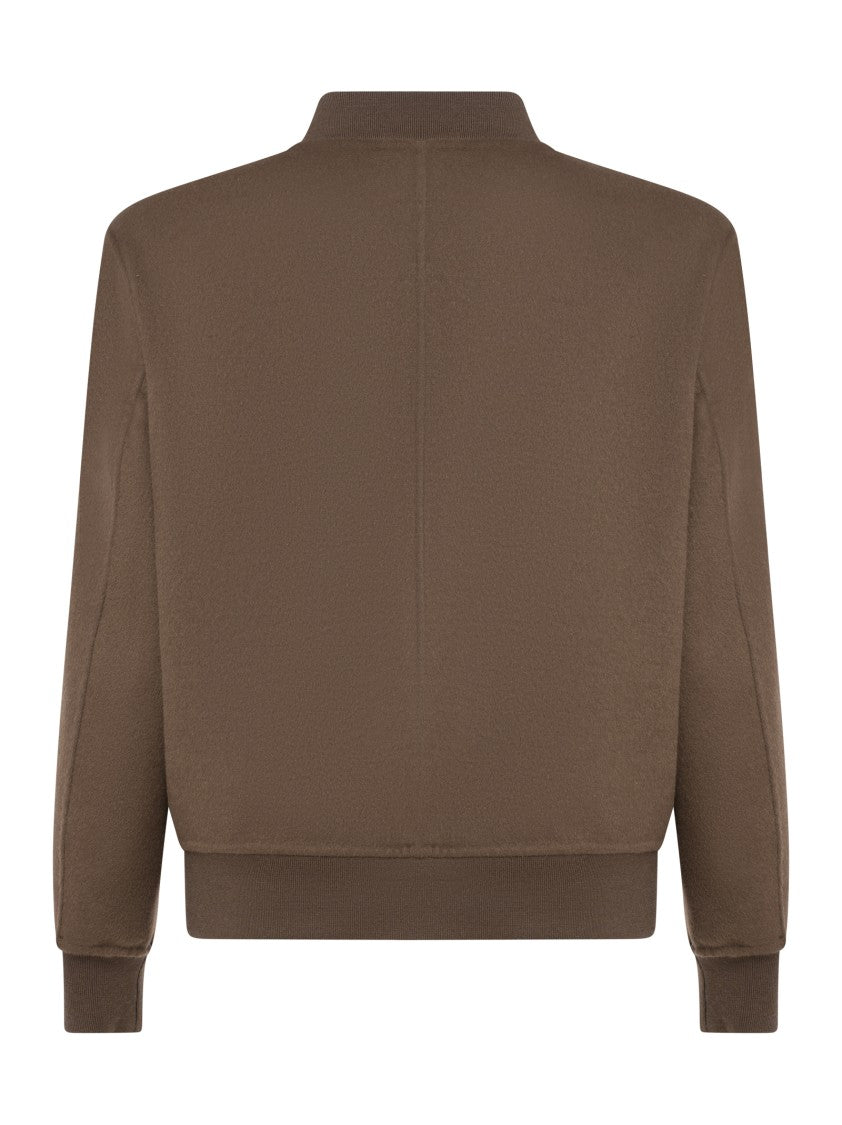 Low Brand Chocolate Brown Slim-Fit Bomber Jacket With Design