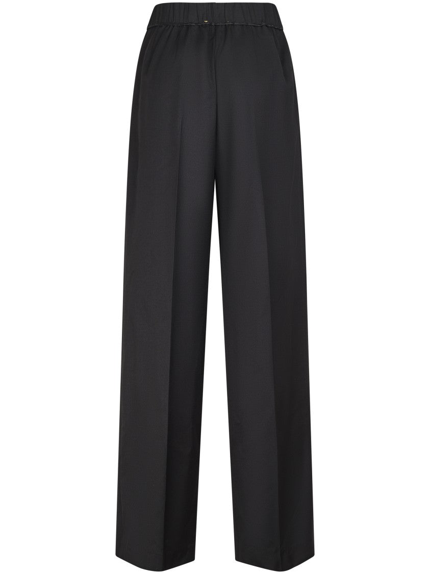 Forte Forte High-Waisted Grain De Poudre Trousers With Wide-Leg Silhouette