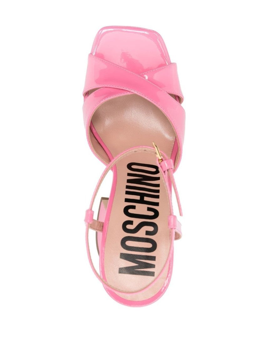 Moschino Calfskin Patent Leather Platform Sandals