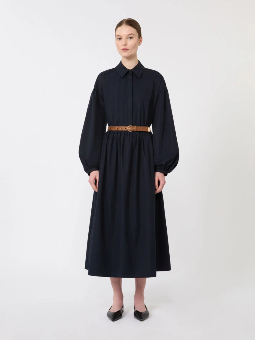 Max Mara Midi Dress With Puff Sleeves And Cinched Waist
