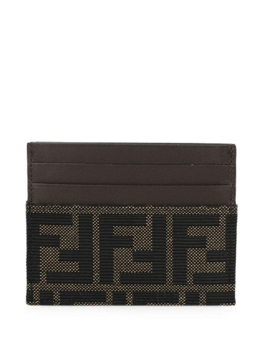 Fendi Textured Geometric Leather Cardholder Wallet