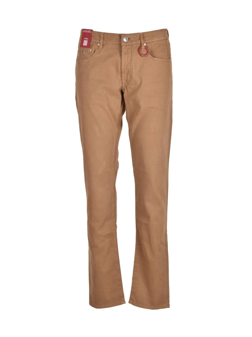 Tramarossa Beige Straight-Leg Jeans With Classic Five-Pocket Design