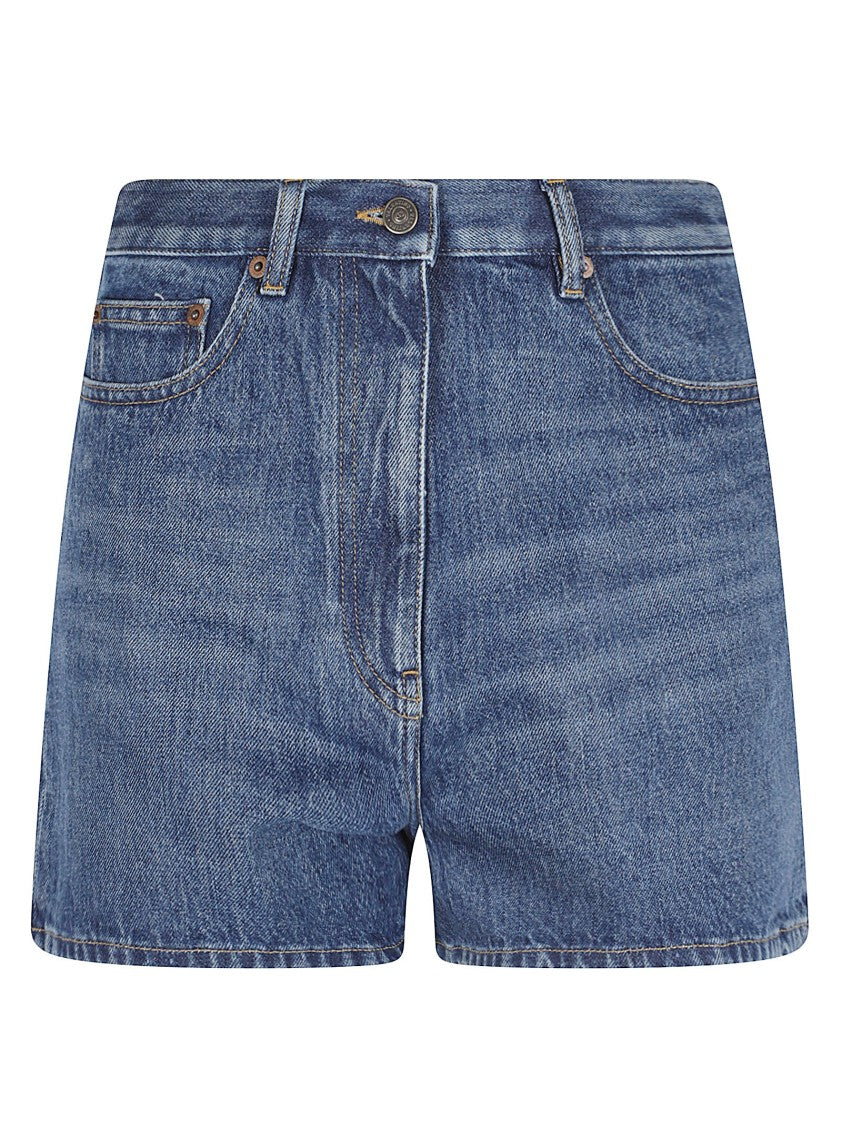 Valentino Garavani High-Waisted Denim Shorts With Metallic Accents