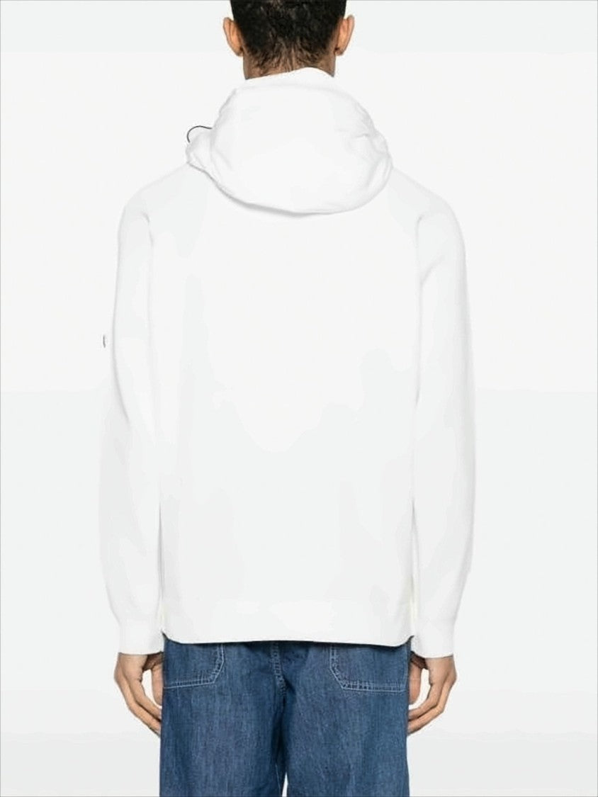 C.P. Company Minimalist White Casual Jacket With Hood And Logo Patch