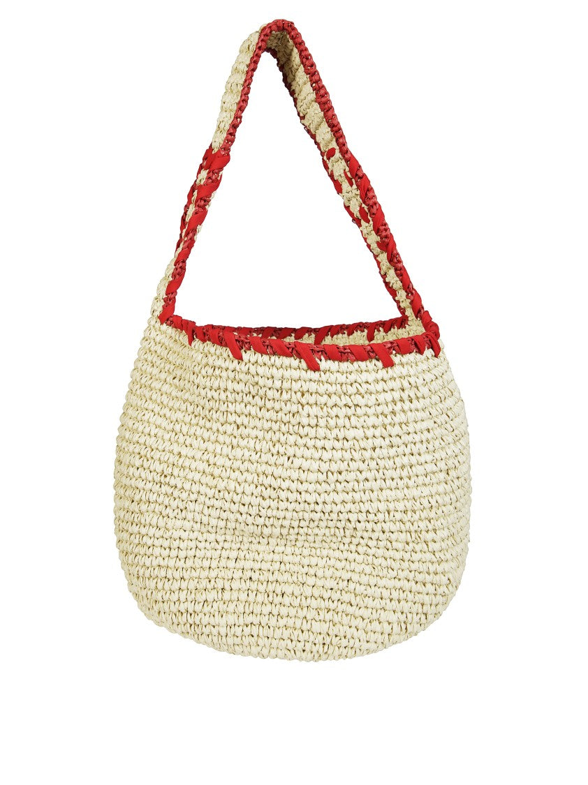 Marni Woven Shoulder Bag With Bold Red Accents