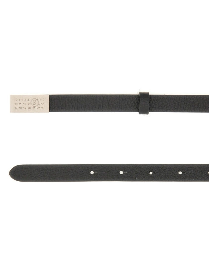 Mm6 By Maison Margiela Minimalist Leather Belt With Metallic Buckle