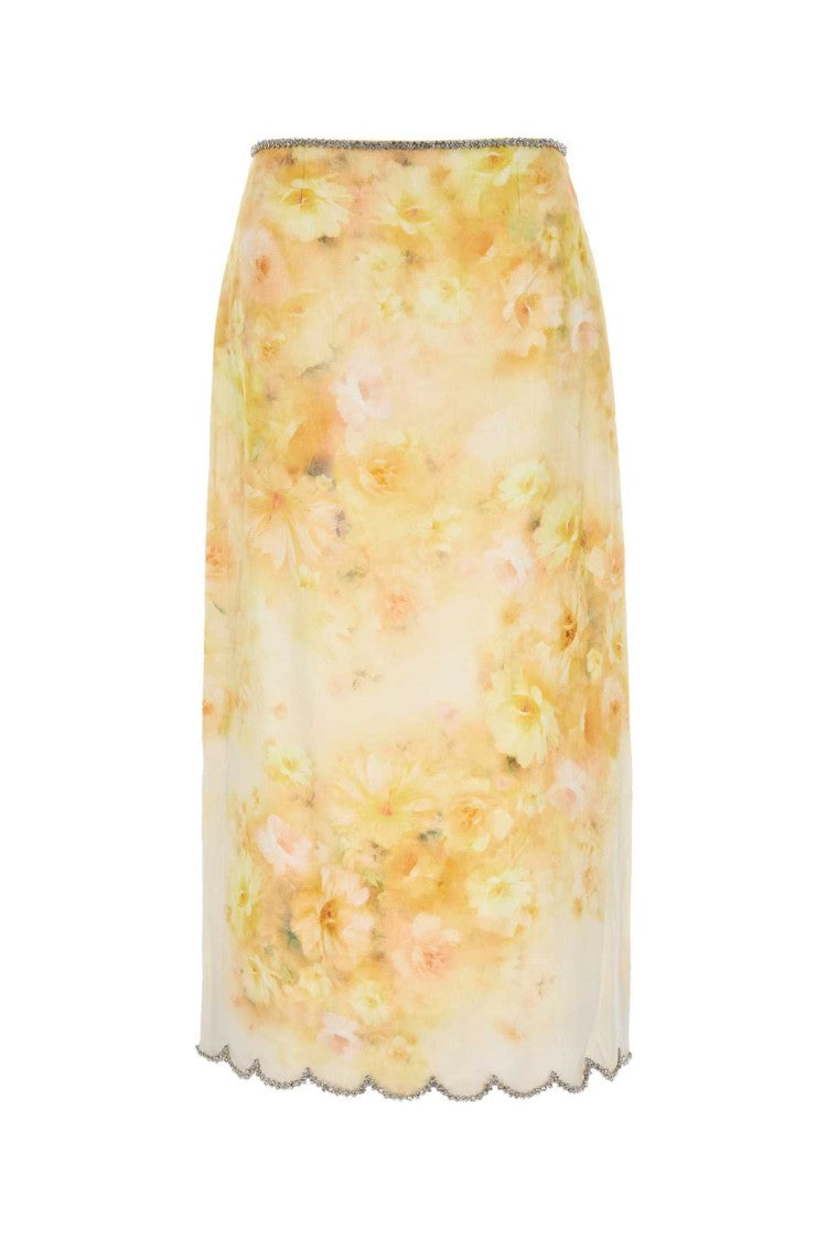 Zimmermann Printed Linen Crush Skirt