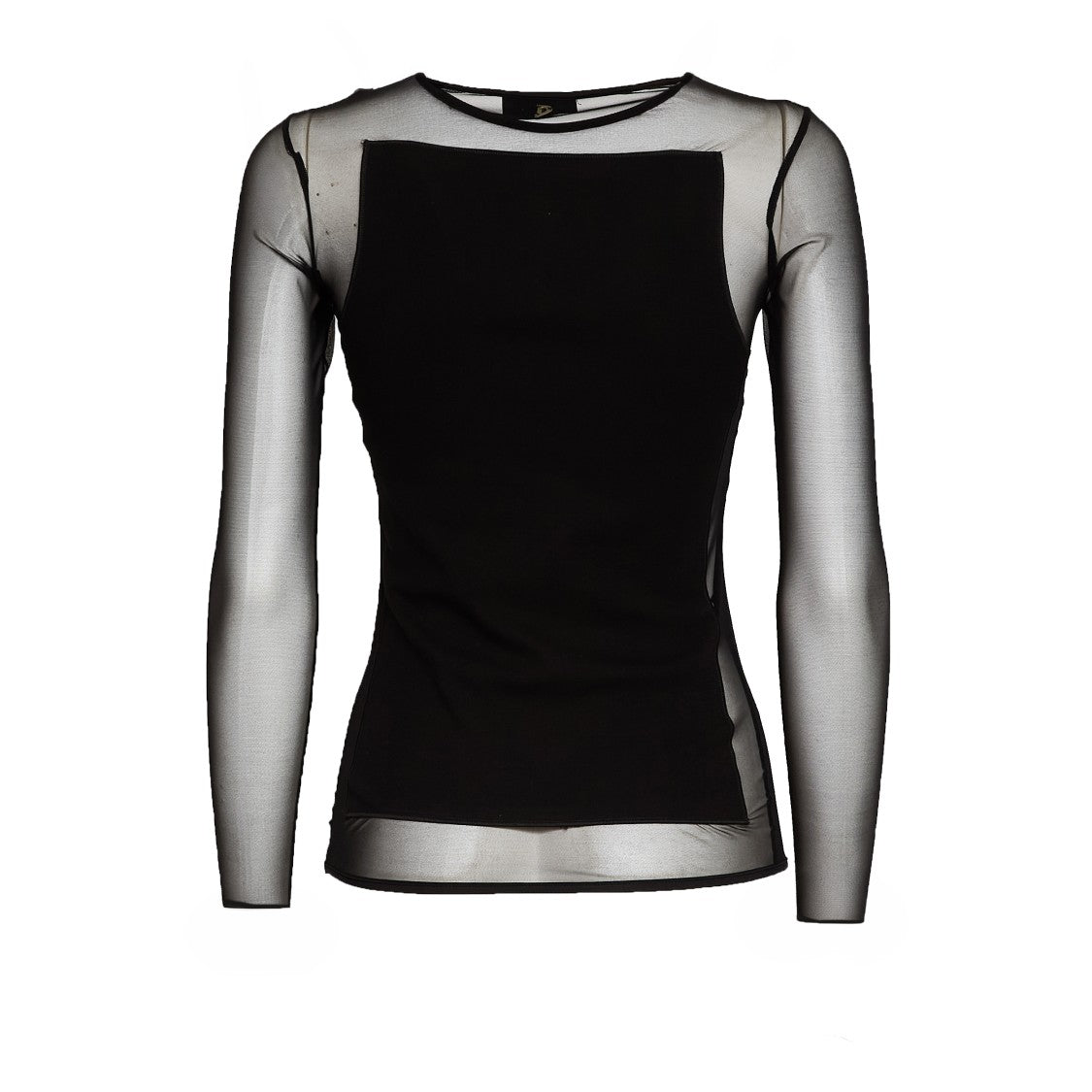 Dondup Slim-Fit Long Sleeve Top With Sheer Tulle Sleeves