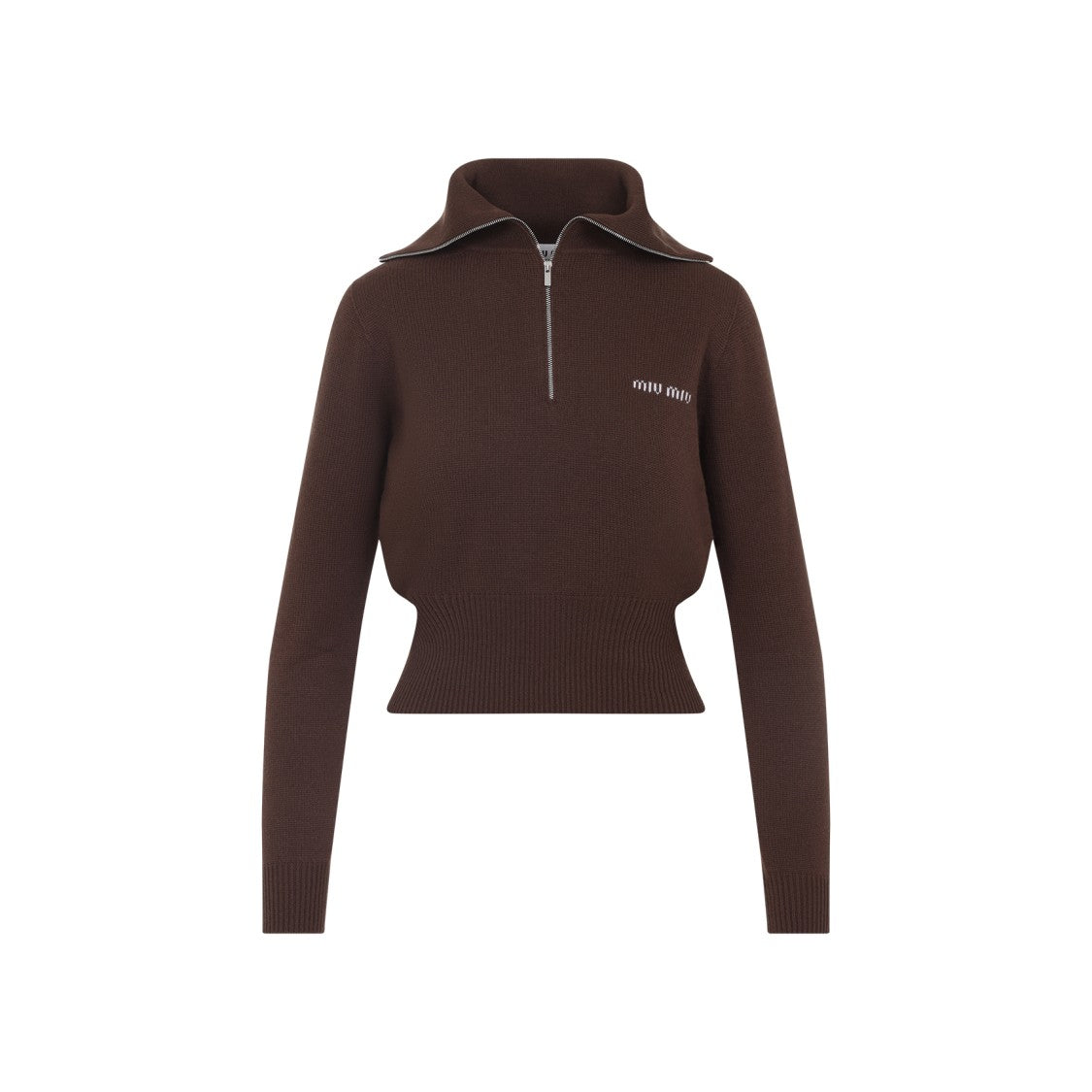 Miu Miu High Collar Half-Zip Cashmere Sweater