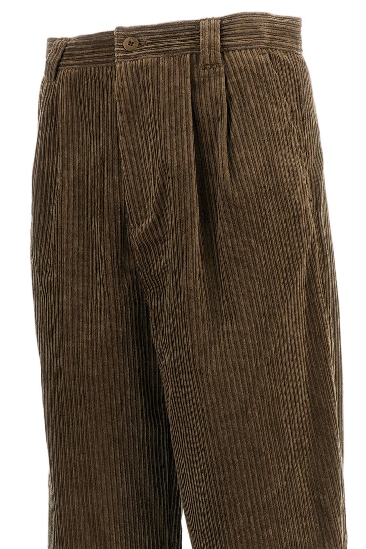 A.P.C. Beige Pleated Tapered Cotton Corduroy Trousers