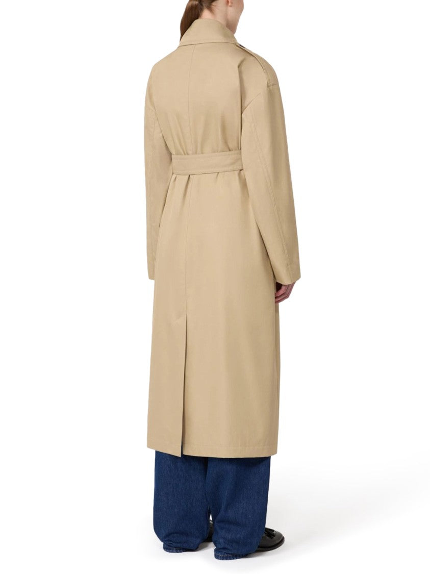 Max Mara Double-Breasted Trench Coat With Belted Waist And Epaulets