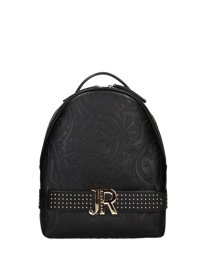 Richmond Embossed Black Backpack With Metallic Accents