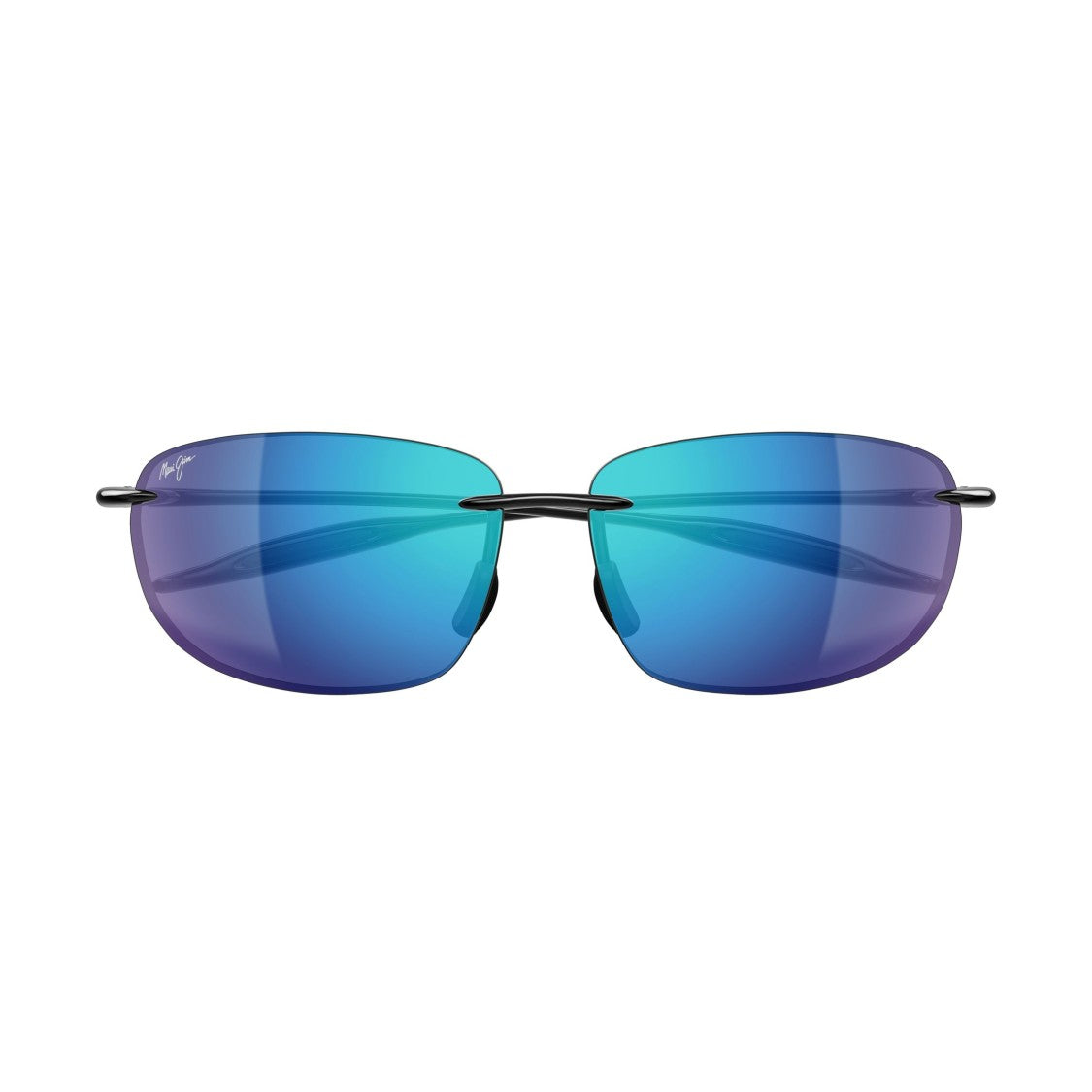 Maui Jim Breakwall Rimless Sunglasses With Rectangular Blue Mirrored Lenses