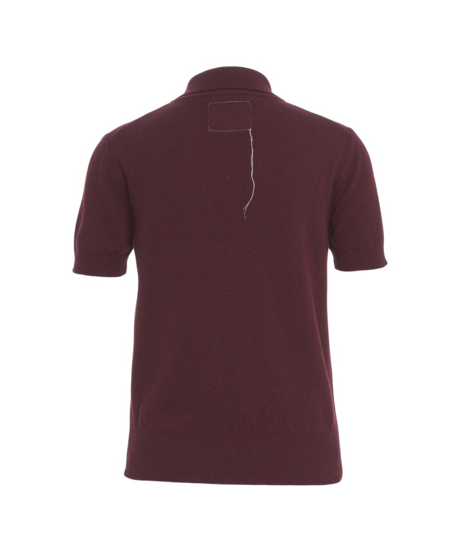 Jeio Knit Polo Top With Classic Collar And Ribbed Edges