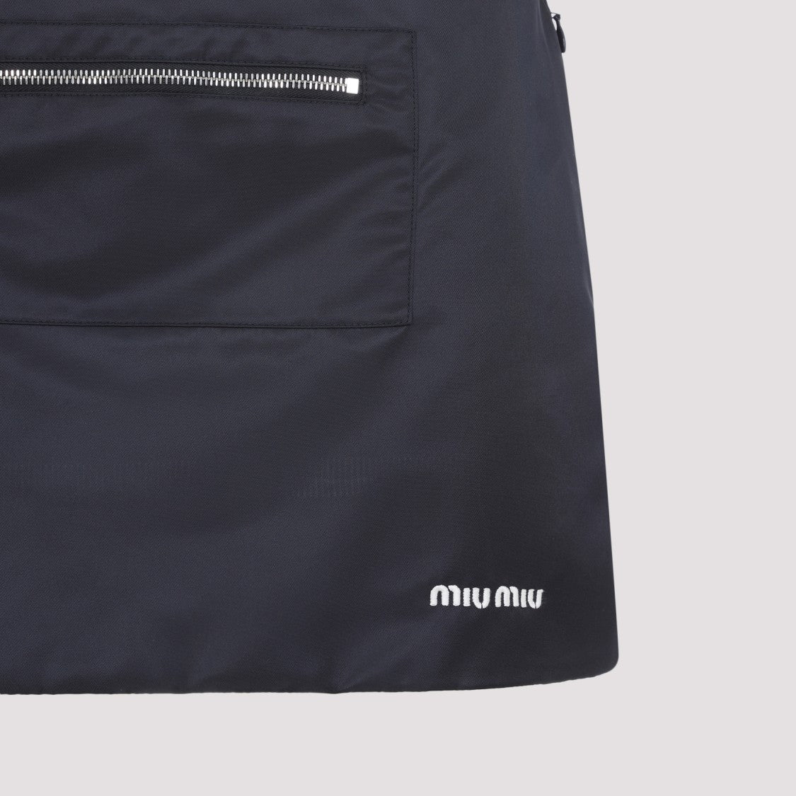 Miu Miu Minimalist Blue Mini Skirt With Zipper Pocket