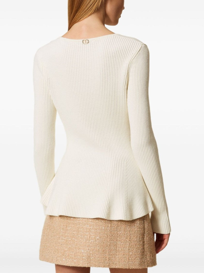 Twin-Set Collection Of Textured Knit Sweaters With Ribbed Accents