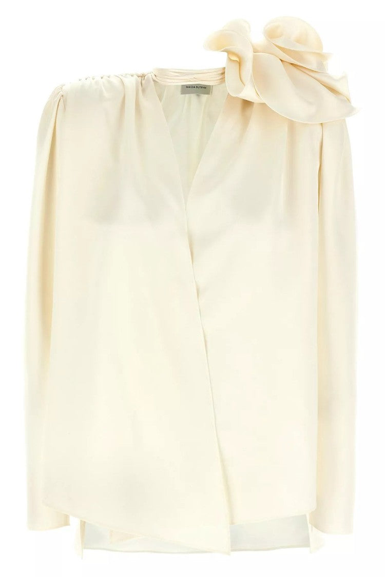 Magda Butrym Flower Applique Blouse With Detachable Shoulder Pads