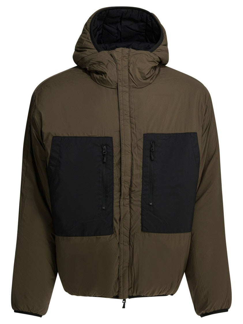Daiwa Pier 39 Two-Tone Puffer Jacket With Hood And Zippered Pockets