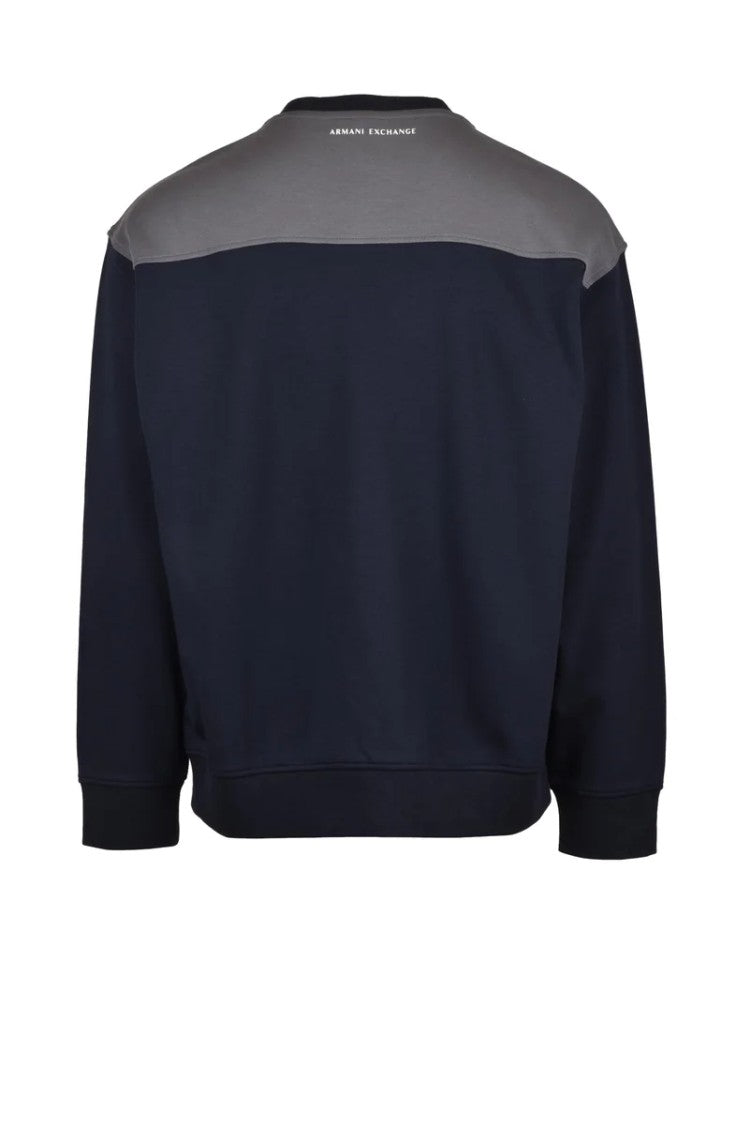 Armani Exchange Grey Blue Color-Block Sweatshirt