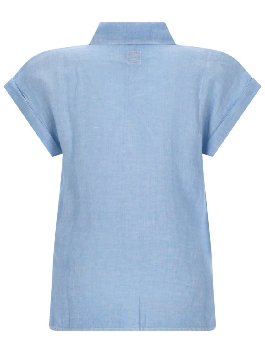 120% Lino Linen Tie Knot Hem Shirt