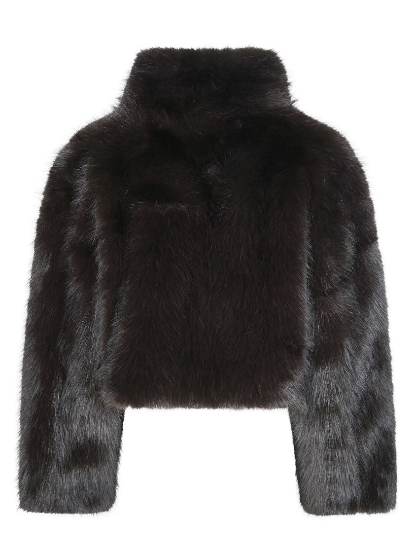 Rotate Cropped Faux Fur Jacket