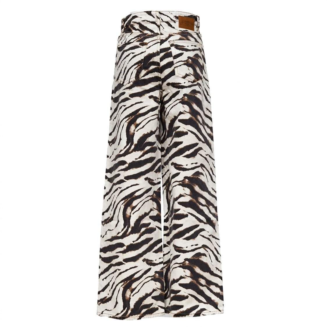 Ganni High-Waisted Printed Denim Lari Jeans With Wide-Leg Silhouette
