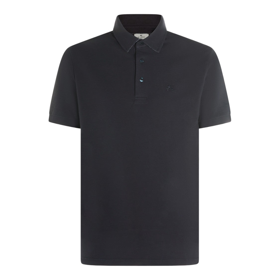 Etro Textured Black Polo Shirt With Traditional Collar