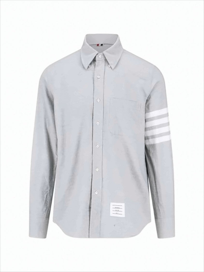 Thom Browne Classic Button-Down Long-Sleeve Shirt With Three-Stripe Detail