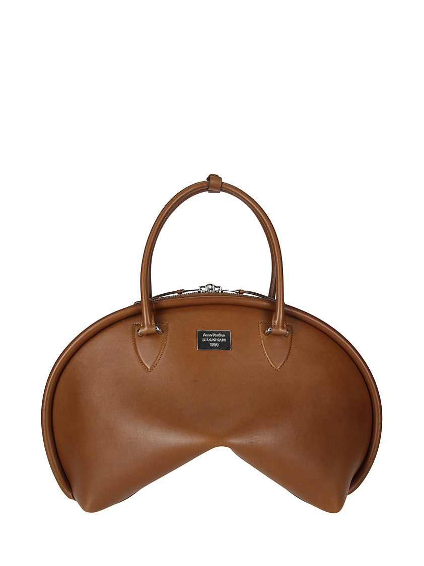 Acne Studios Curved Brown Handbag With Double Slider Zip
