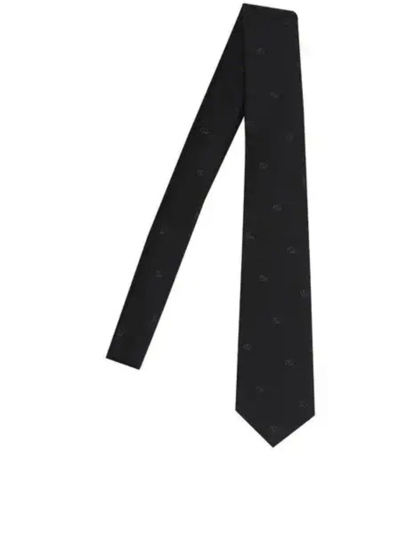 Gucci Black Tonal Logos Pointed Tip Tie