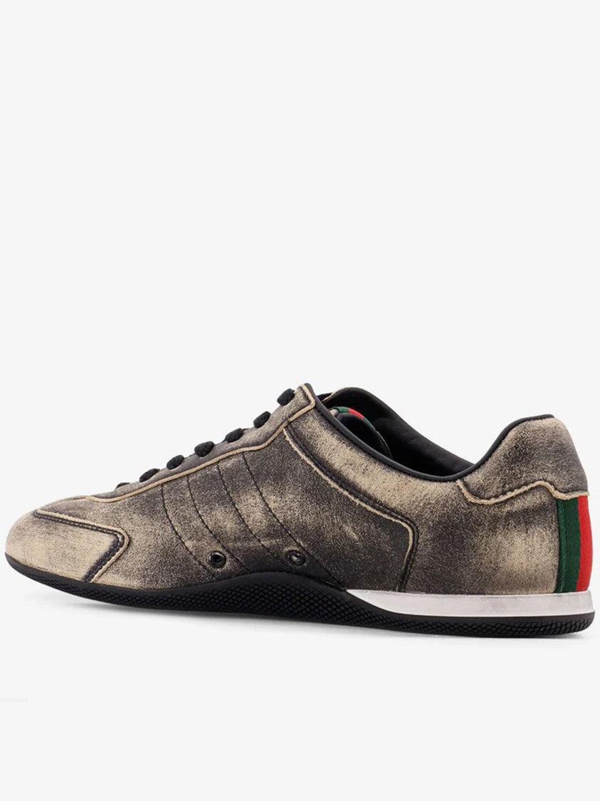 Gucci Metallic Shift Distressed Low-Profile Sneakers