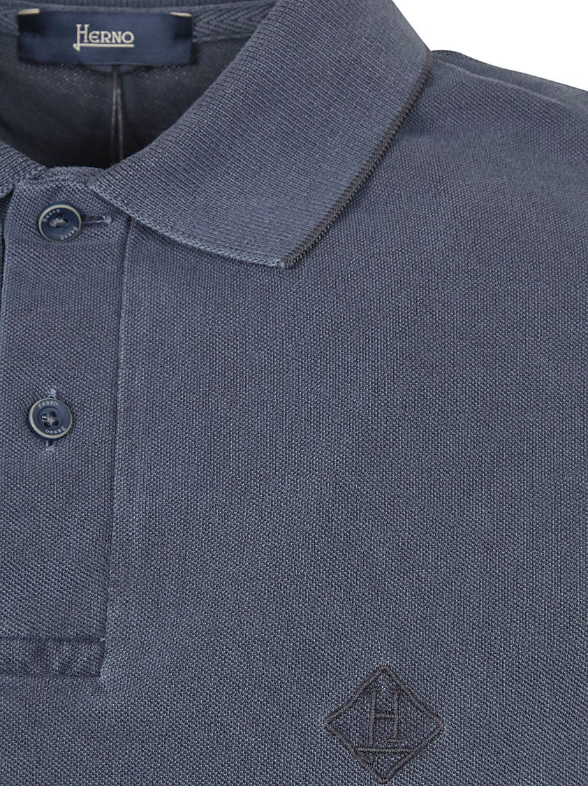 Herno Short-Sleeve Polo Shirt With Embroidered Logo