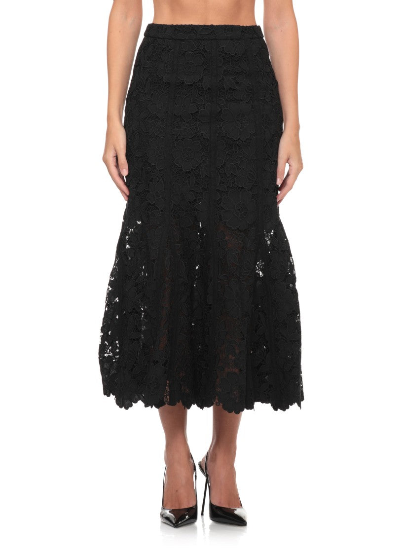 Self-Portrait Mermaid Silhouette Black Floral Lace Self-Portrait Skirt