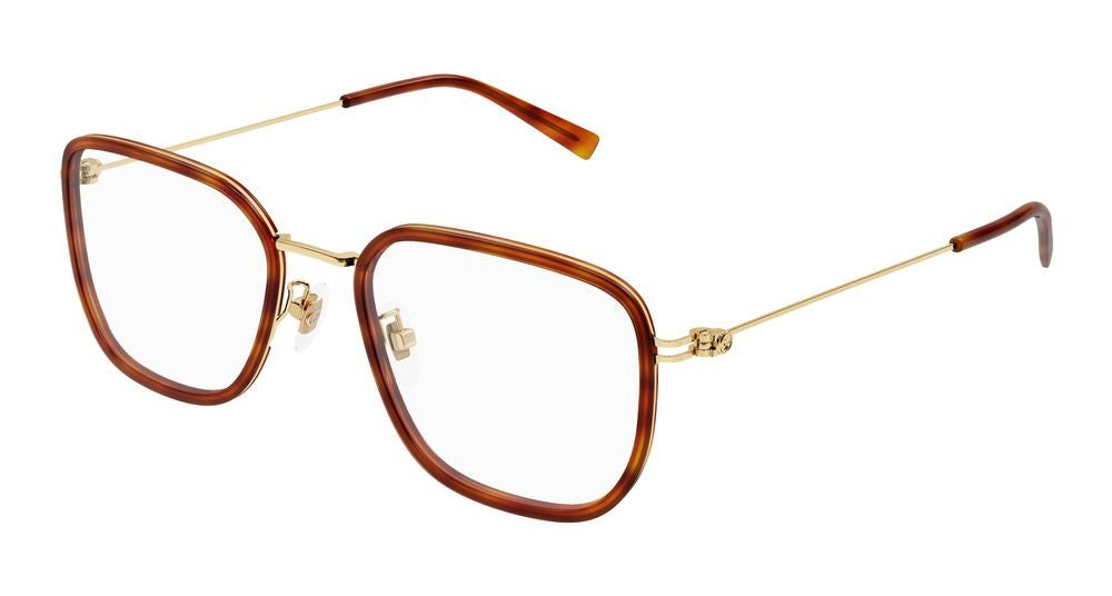 Gucci Havana Gold Geometric Eyeglasses