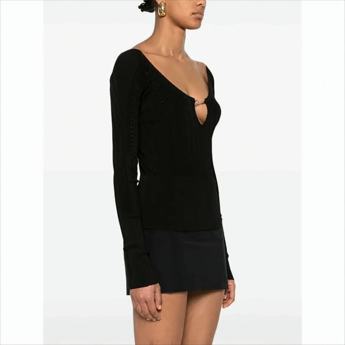 Jacquemus Deep V-Neck Knit Sweater With Ribbed Detailing