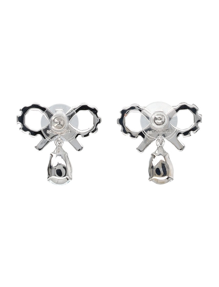 Self-Portrait Micro Bow Droplet Earrings