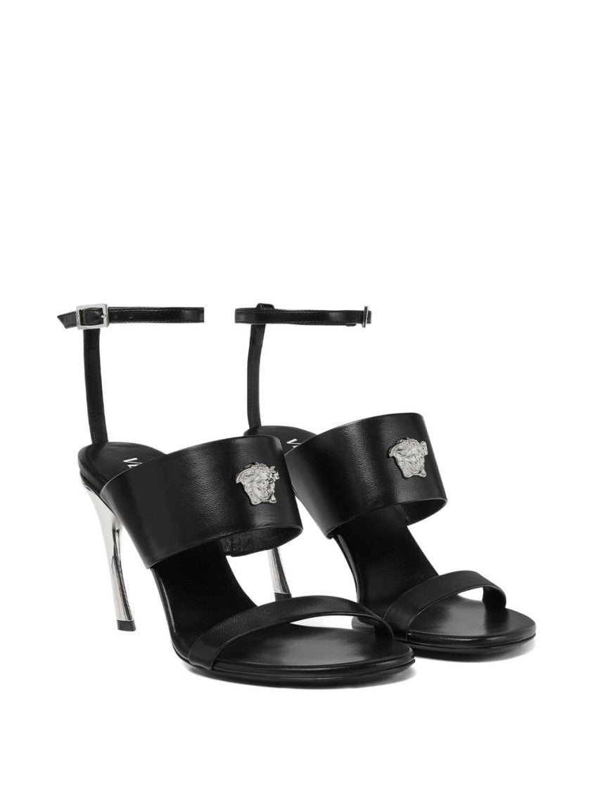 Versace Black Calf Leather Sandals