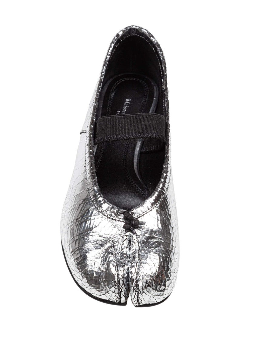 Maison Margiela Silver Broken Leather Tabi Ballerina